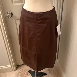 Clio 100% Leather Skirt size 12 Chocolate Brown